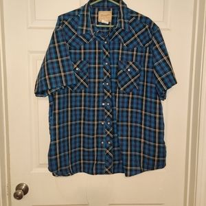 Wrangler Blue Plaid Western Shirt with Pearl Snaps